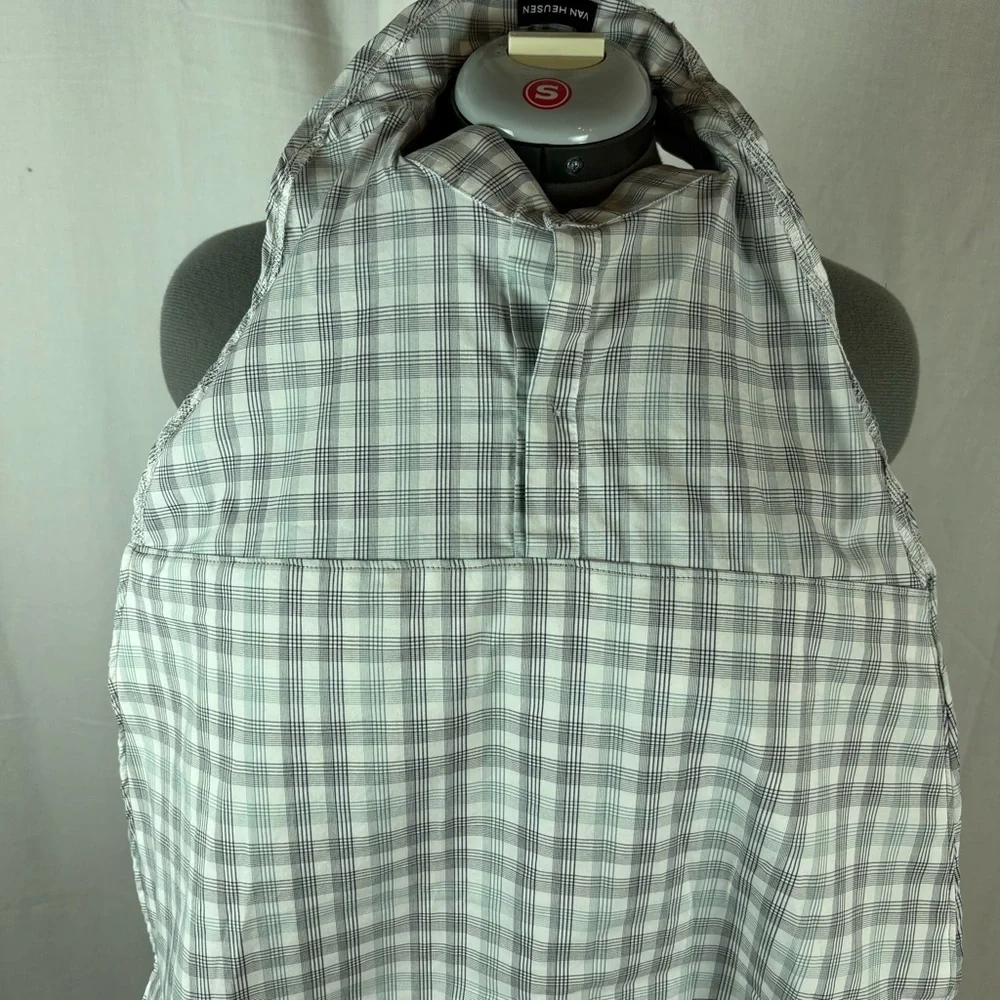 Bib For Adult | Handcrafted Dignity Cover | Beige Plaid Button-Up  | 19